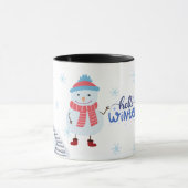 Hello Winter Snowman Mug • Cozy Snowy Landscape Wi Tasse (Zentrum)