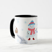 Hello Winter Snowman Mug • Cozy Snowy Landscape Wi Tasse (Vorderseite Links)