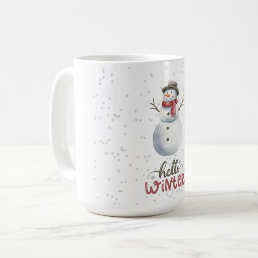 "Hello Winter" Snowman mug Kaffeetasse (Vorderseite Links)