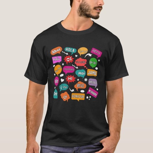 Hello Word in Different Languages Teacher Language T-Shirt (Vorderseite)