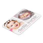 Hello World | 2-Foto-Geburtsankündigung Magnet (Linke Seite)