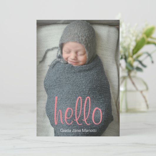 Hello World Baby Ankündigung (Stehend Vorderseite)