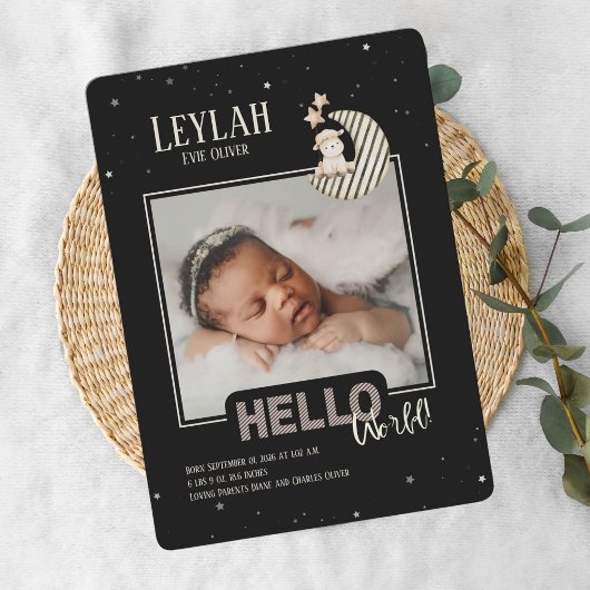 Hello World Baby Announccard Ankündigung
