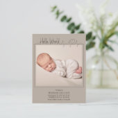 Hello, World Baby Announcement Card Ankündigung (Stehend Vorderseite)