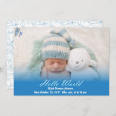 Hello World Baby Boy Geburtserklärung Ankündigung (Vorne/Hinten)