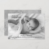 Hello World Baby Foto Cards Dankeskarte (Vorne/Hinten)