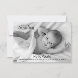 Hello World Baby Foto Cards Dankeskarte