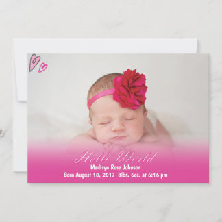 Hello World Baby Girl Geburtserklärung Ankündigung