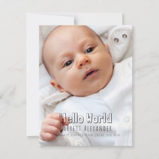 Hello World Birth Annoucement Ankündigung (Vorderseite)