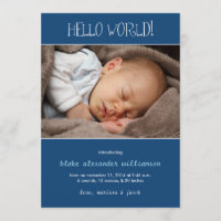 Hello World Birth Announcement/Monaco Blue