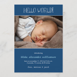 Hello World Birth Announcement/Monaco Blue Ankündigung