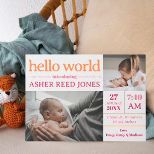 Hello World Birth Announcement - PINK Ankündigung