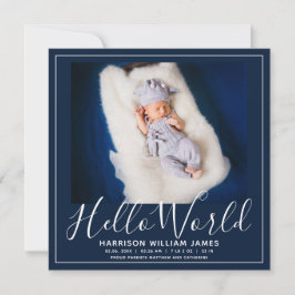 Hello World Foto Baby Ankündigung