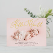 Hello World Foto Baby Birth Foil Ankündigung (Stehend vorne)