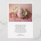 Hello World Foto Elegante Foil Birth Ankündigung (Rückseite)