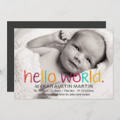 Hello World Foto Geburtserklärung Ankündigung (Vorne/Hinten)