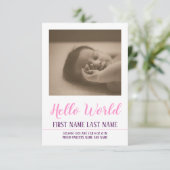 Hello World - Geburtsankündigung mit Foto (Stehend Vorderseite)