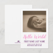 Hello World - Geburtsankündigung mit Foto (Vorne/Hinten)