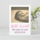 Hello World - Geburtsankündigung mit Foto (Stehend Vorderseite)