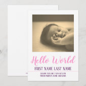 Hello World - Geburtsankündigung mit Foto (Vorne/Hinten)