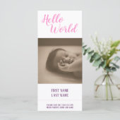 Hello World - Geburtsankündigung mit Foto (Stehend Vorderseite)
