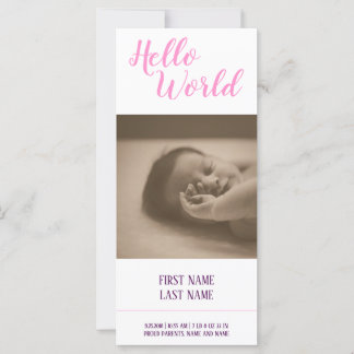 Hello World - Geburtsankündigung mit Foto