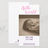 Hello World - Geburtsankündigung mit Foto (Vorne/Hinten)