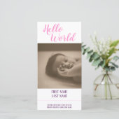 Hello World - Geburtsankündigung mit Foto (Stehend Vorderseite)