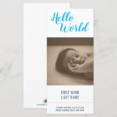 Hello World - Geburtsankündigung mit Foto (Vorne/Hinten)