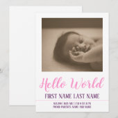 Hello World - Geburtsankündigung mit Foto (Vorne/Hinten)