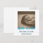 Hello World - Geburtsankündigung mit Foto (Vorne/Hinten)