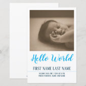 Hello World - Geburtsankündigung mit Foto (Vorne/Hinten)