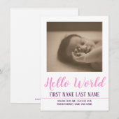 Hello World - Geburtsankündigung mit Foto (Vorne/Hinten)