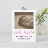 Hello World - Geburtsankündigung mit Foto (Stehend Vorderseite)