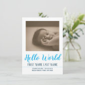Hello World - Geburtsankündigung mit Foto (Stehend Vorderseite)