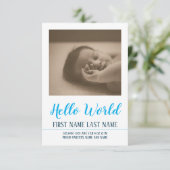 Hello World - Geburtsankündigung mit Foto (Stehend Vorderseite)