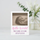 Hello World - Geburtsankündigung mit Foto (Stehend Vorderseite)