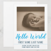 Hello World - Geburtsankündigung mit Foto (Vorne/Hinten)