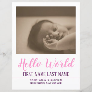 Hello World - Geburtsankündigung mit Foto