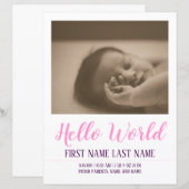 Hello World - Geburtsankündigung mit Foto (Vorne/Hinten)