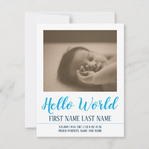 Hello World - Geburtsankündigung mit Foto