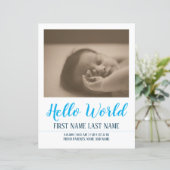 Hello World - Geburtsankündigung mit Foto (Stehend Vorderseite)