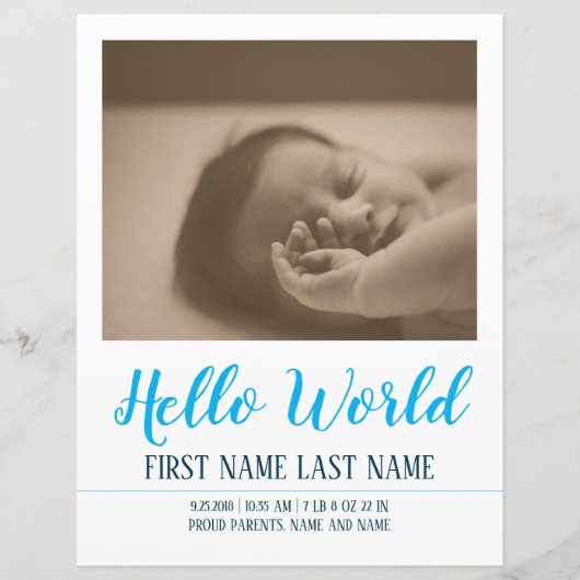 Hello World - Geburtsankündigung mit Foto (Vorderseite)
