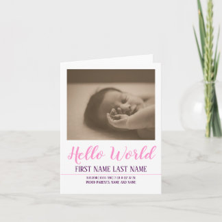 Hello World - Geburtsankündigung mit Foto Karte