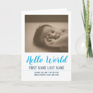 Hello World - Geburtsankündigung mit Foto Karte
