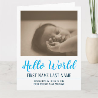 Hello World - Geburtsankündigung mit Foto Karte