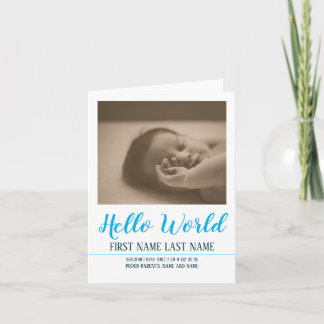 Hello World - Geburtsankündigung mit Foto Karte