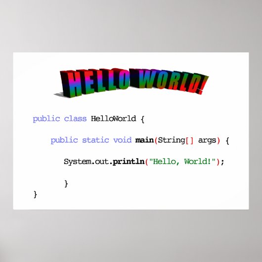 Hello World geek greeting Java Poster (Vorne)