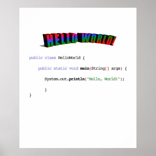 Hello World Geek grüßen Java Poster (Vorne)