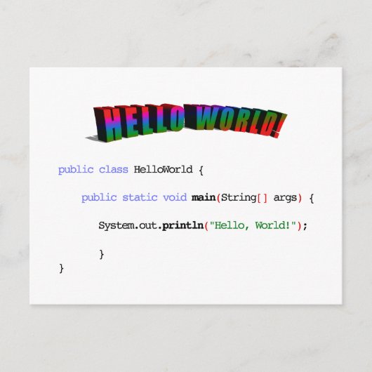 Hello World Geek grüßen Java Postkarte (Vorderseite)